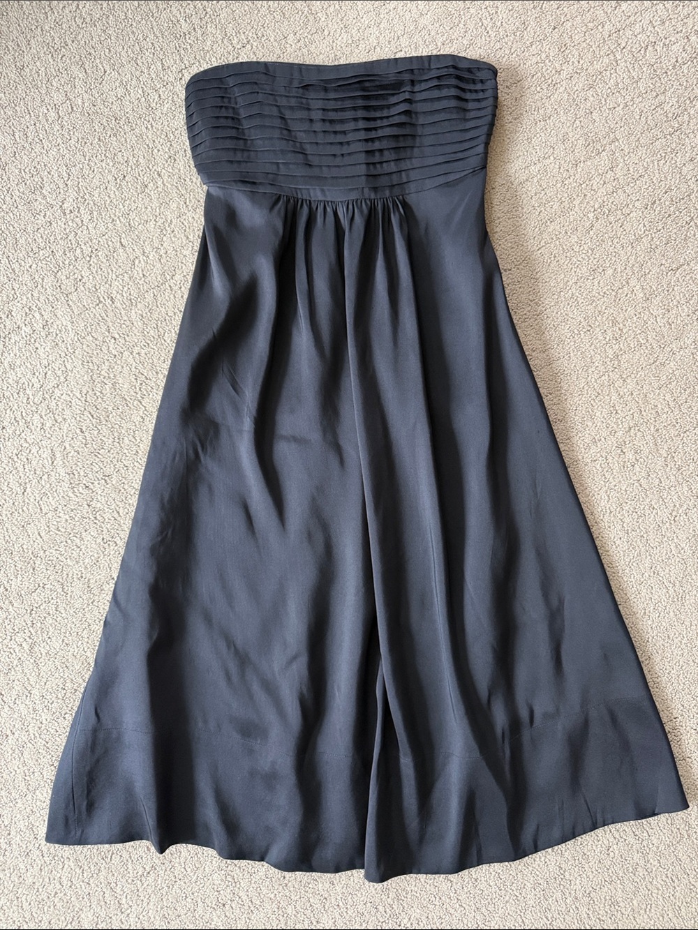 Banana Republic Strapless Black Pleated-Bust A-Line Dress